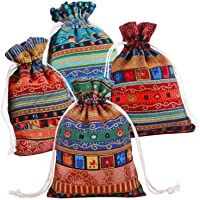 Pinowu Estilo étnico Bolsa de Regalo con cordón (12 Piezas)- Algodón Reutilizable Bolsas Joyería Bolsas de Monedas para…